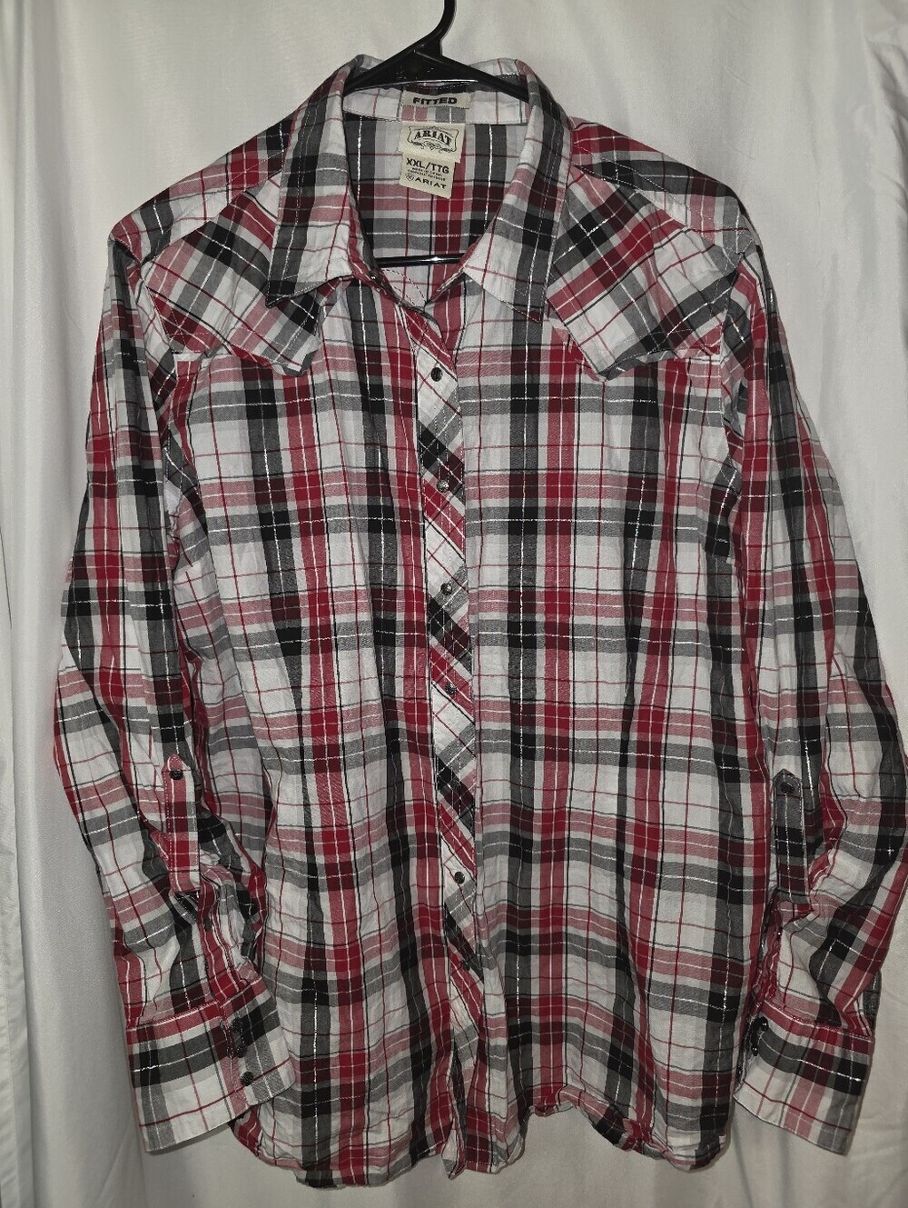 Ariat Men's Fitted Plaid Button Down Western Shirt XXL